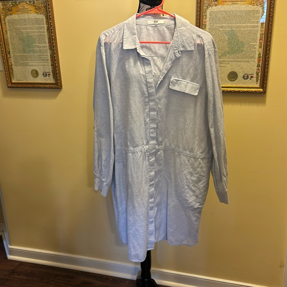 White and blue dress by ecatara size large in fair condition